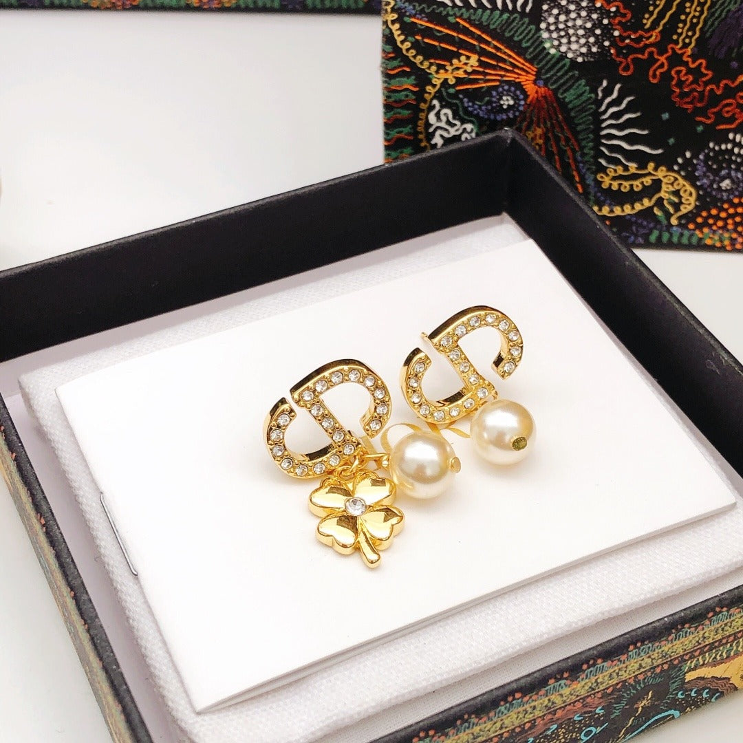 Dior Brass Clover Earrings