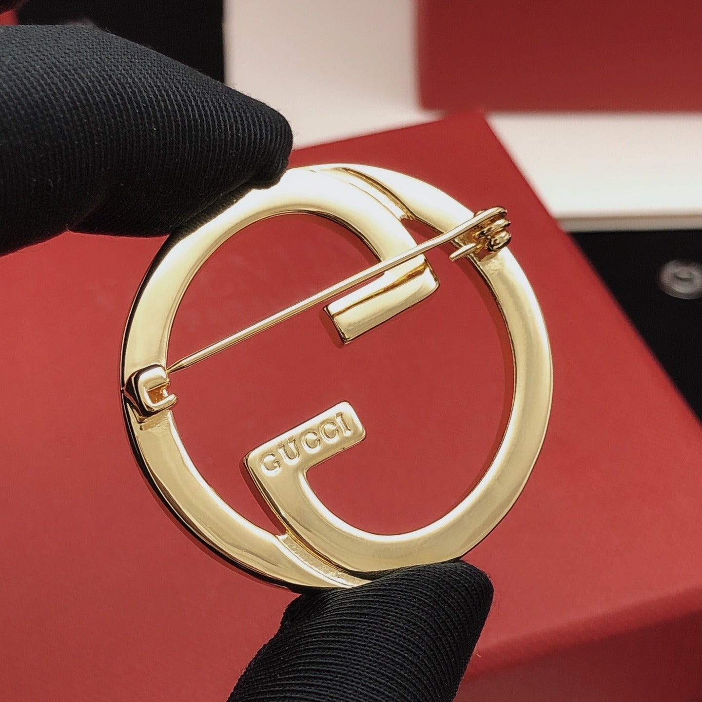 Gucci Brass Round Brooch