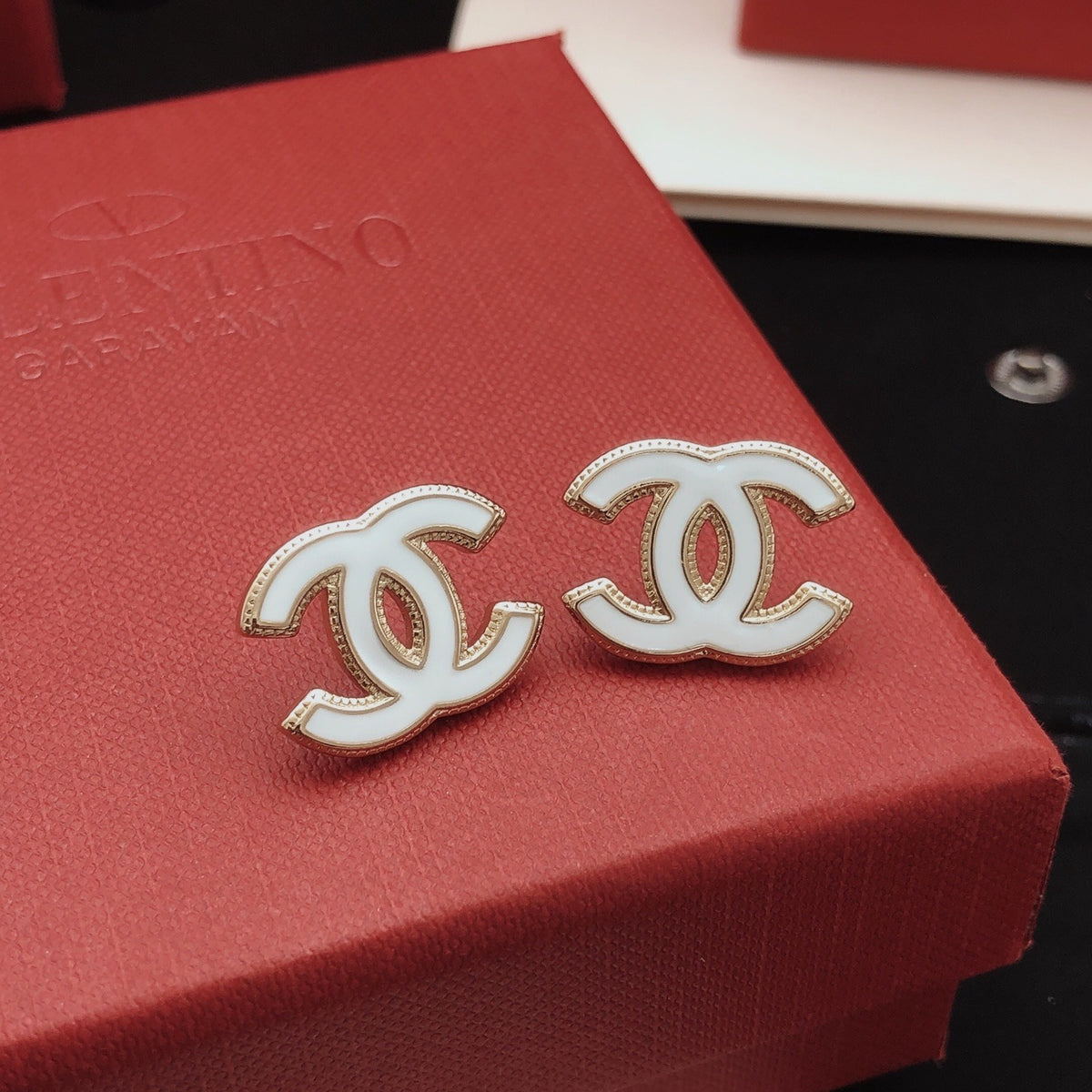 Chanel White Brass Earrings
