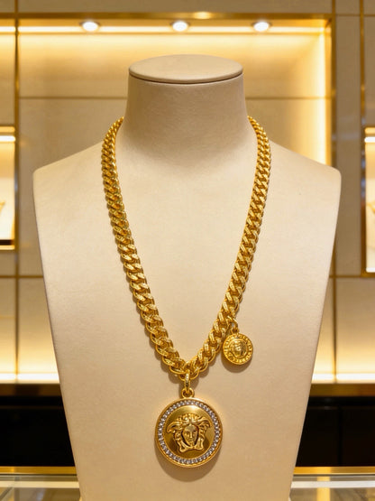 Versace Sterling Silver Chain Necklace