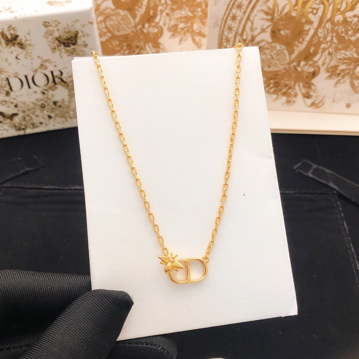 Dior Brass Bee Necklace