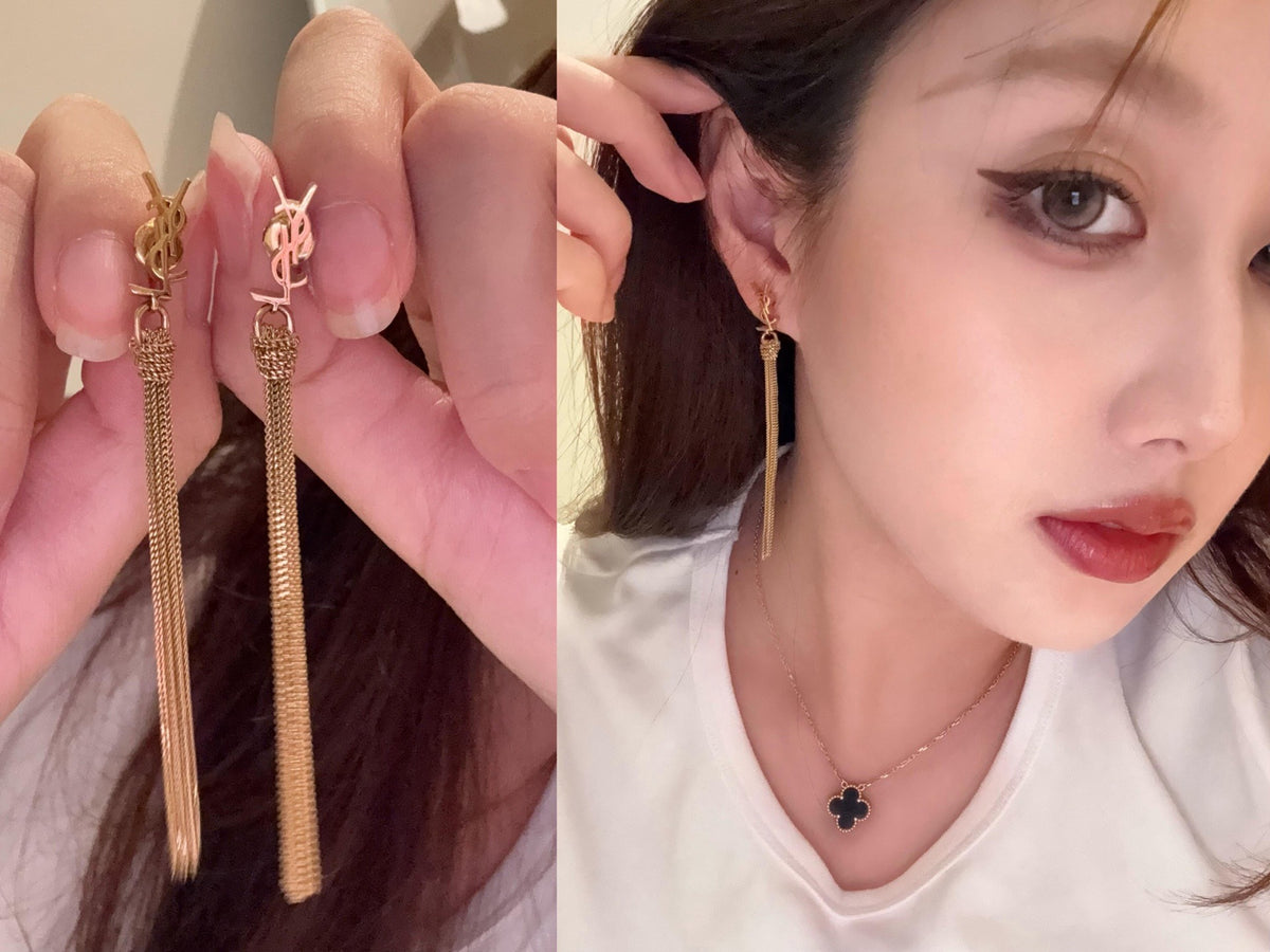 Saint Laurent Brass Tassel Earrings