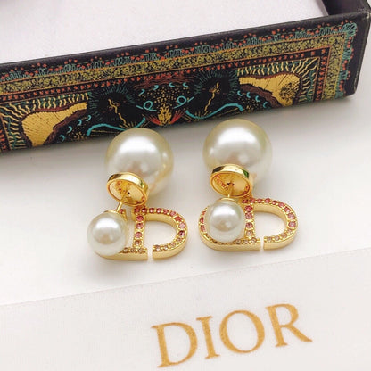 Dior Brass Pearl Earrings