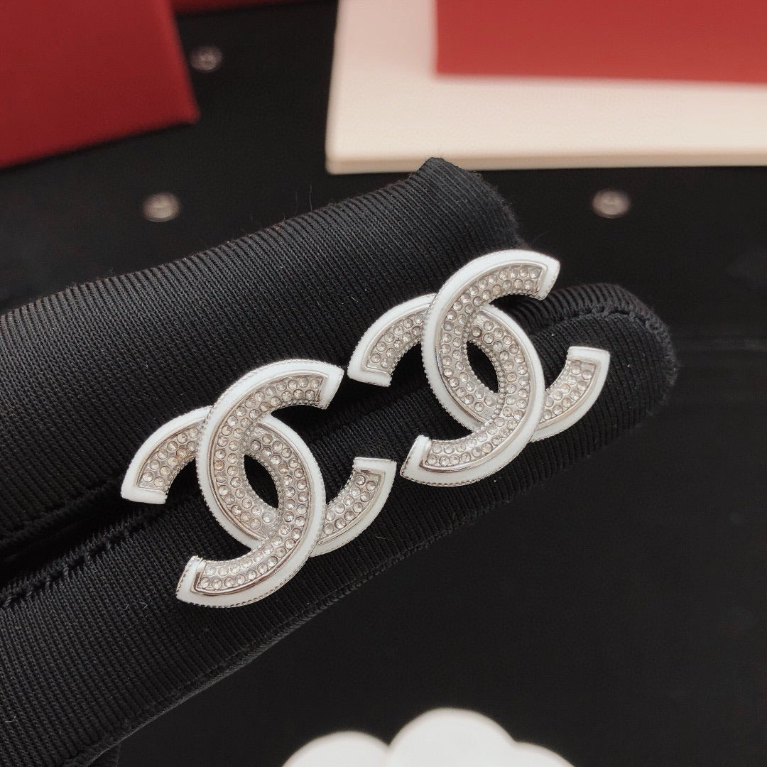 Chanel White Brass Earrings
