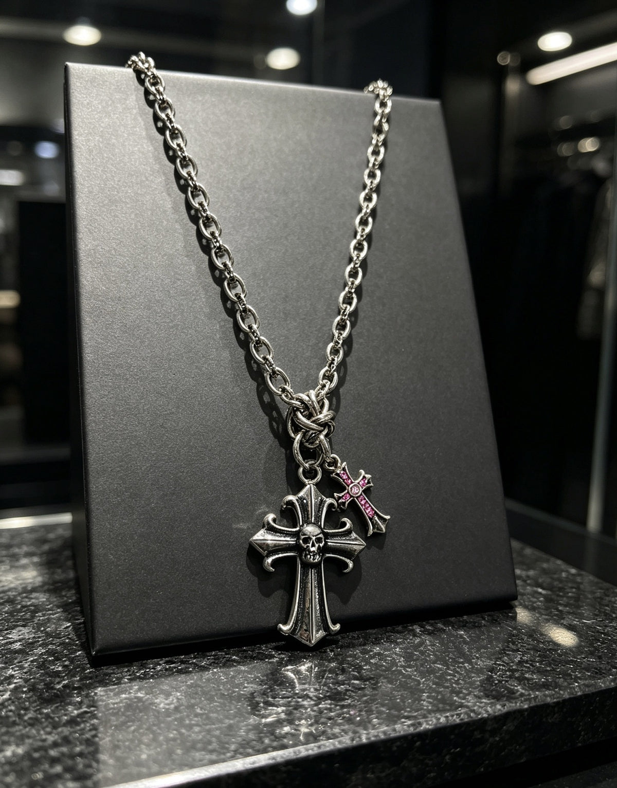 Chrome Hearts Sterling Silver Cross Necklace