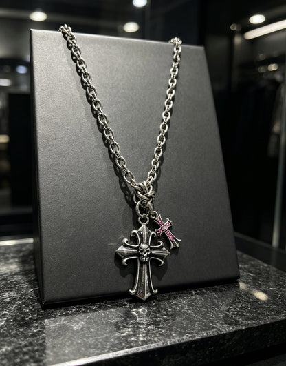 Chrome Hearts Sterling Silver Cross Necklace