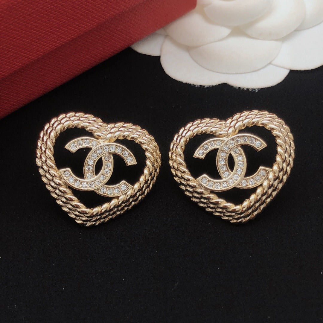 Chanel Brass Heart Earrings