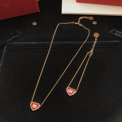 Miu Miu Red Brass Heart Bracelet