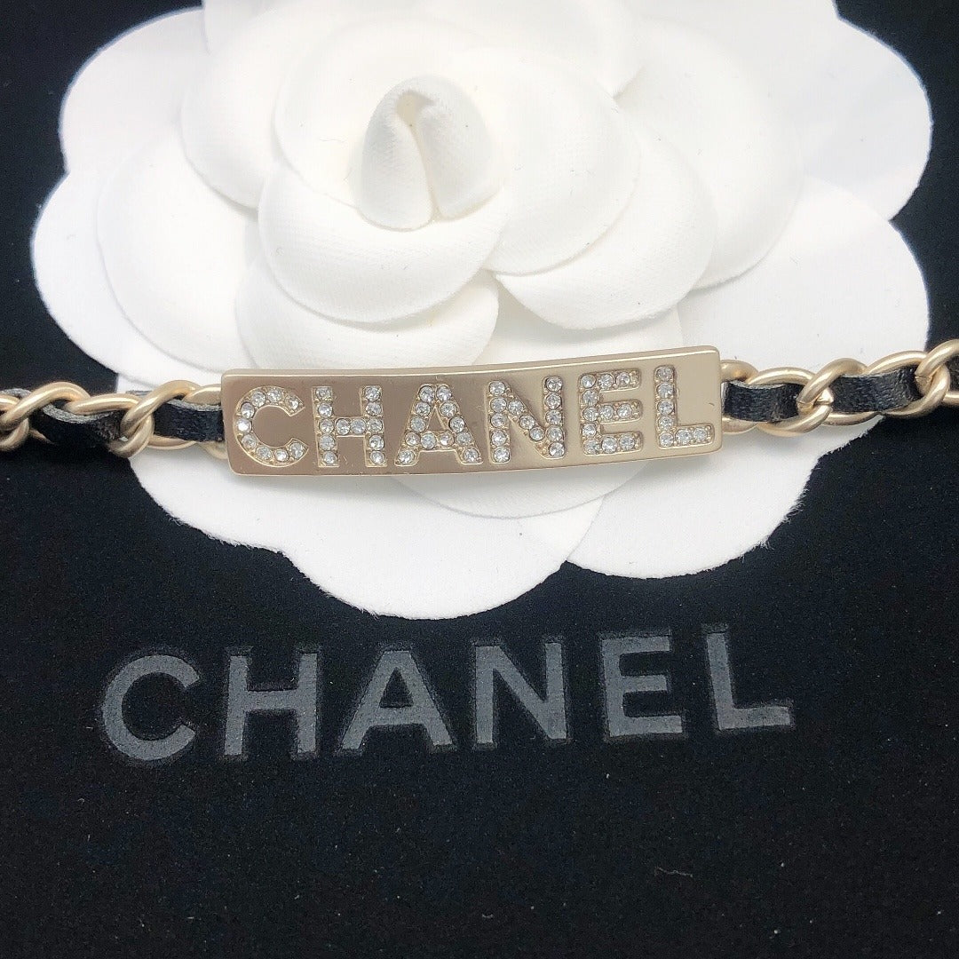 Chanel Leather Logo Bracelet