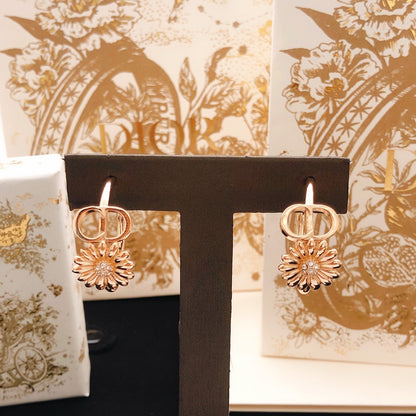 Dior Gold Brass Sunburst Earrings