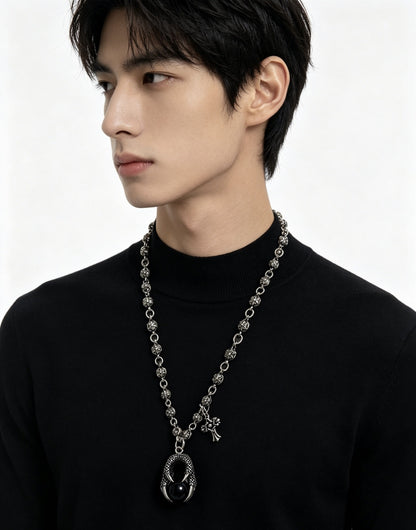 Chrome Hearts Sterling Silver Cross Necklace