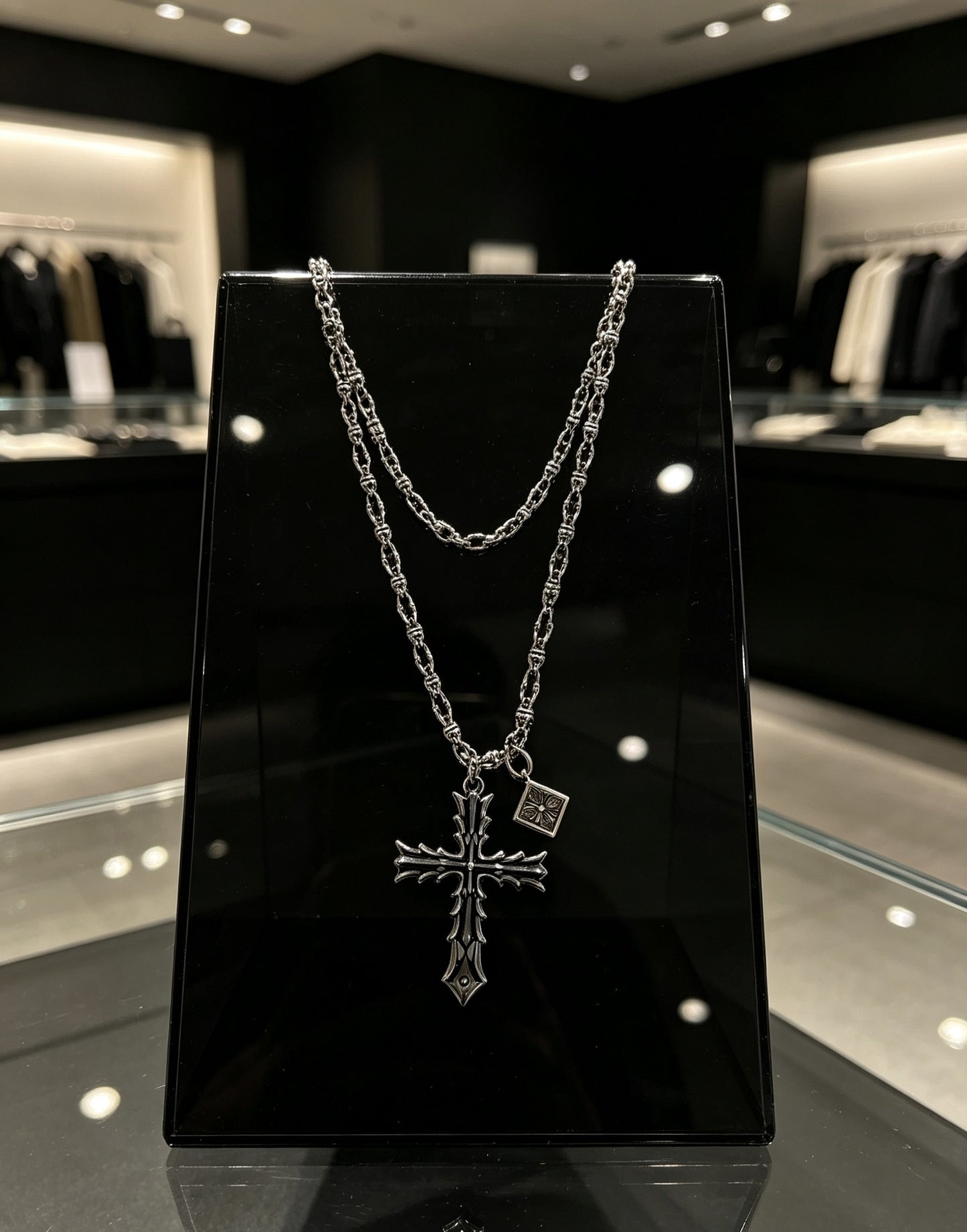 Chrome Hearts Sterling Silver Cross Necklace