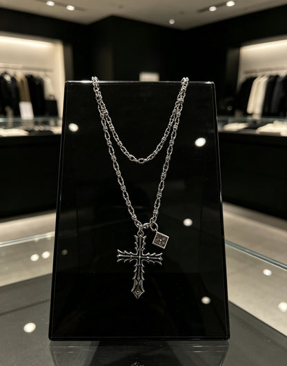 Chrome Hearts Sterling Silver Cross Necklace