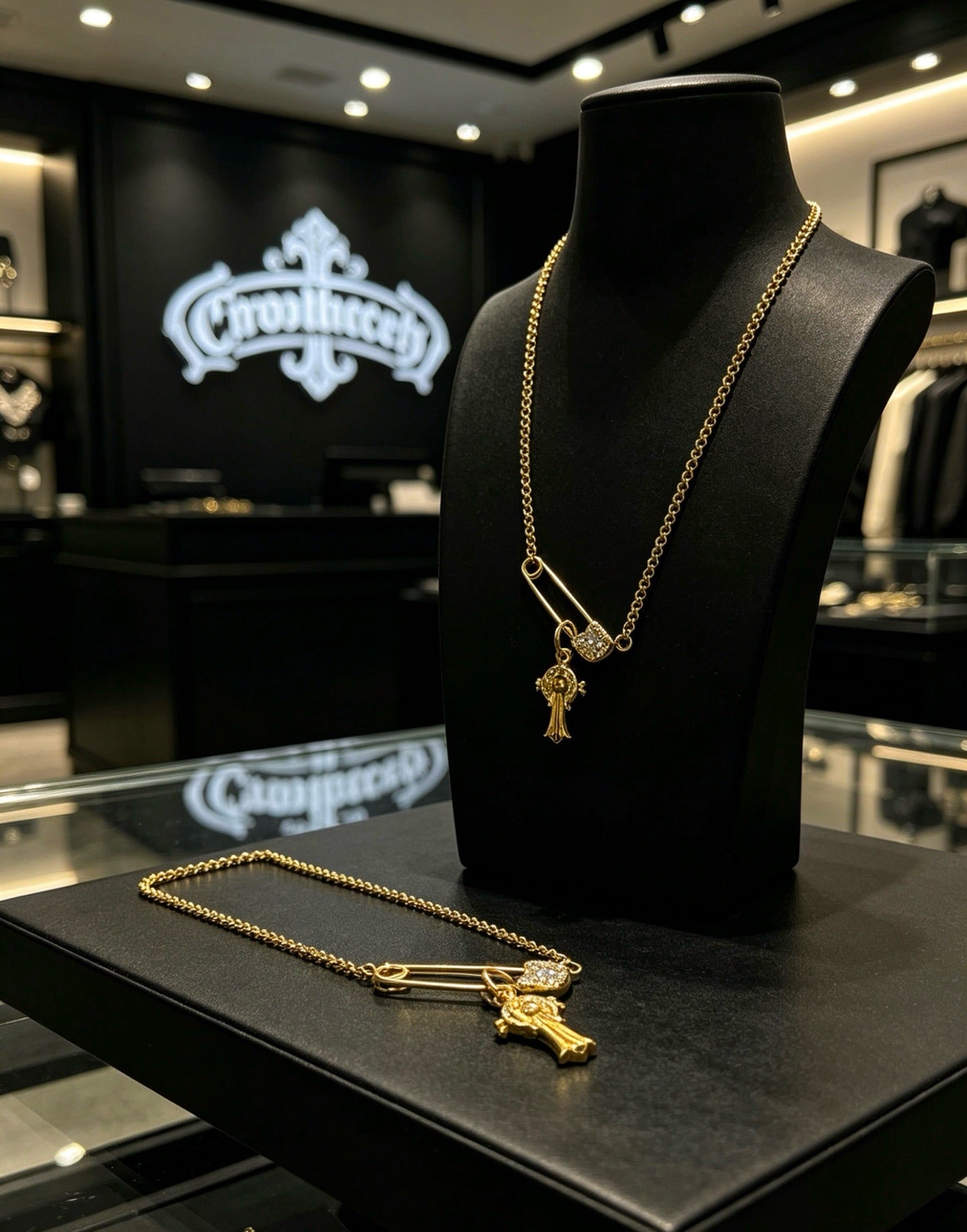 Chrome Hearts Sterling Silver Cross Necklace