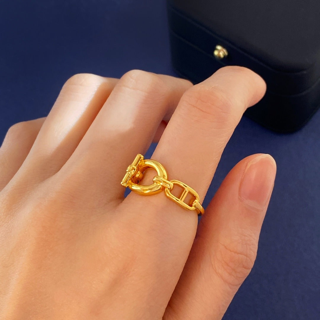 Hermes Gold Brass Ring