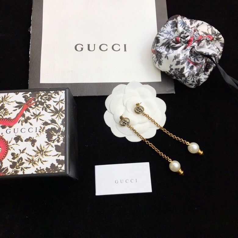 Gucci Sterling Silver Double G Earrings