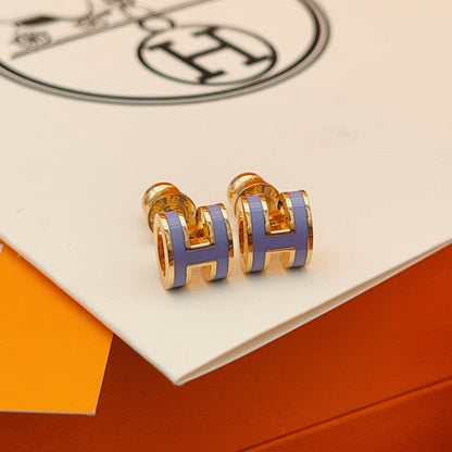 Hermes Purple Brass Earrings