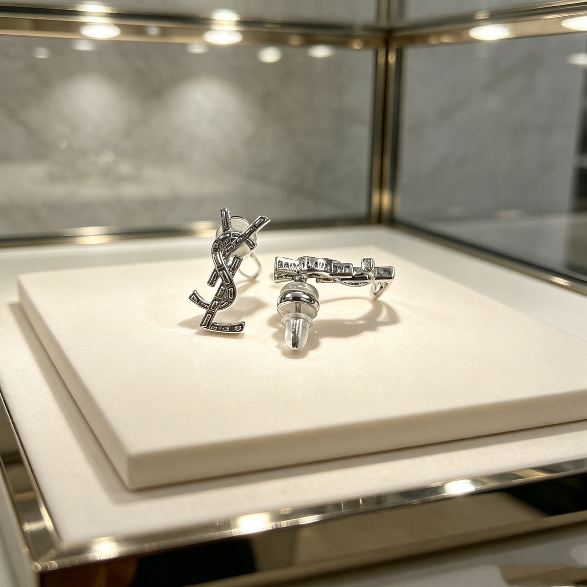 Saint Laurent Sterling Silver Vintage-Finish Earrings