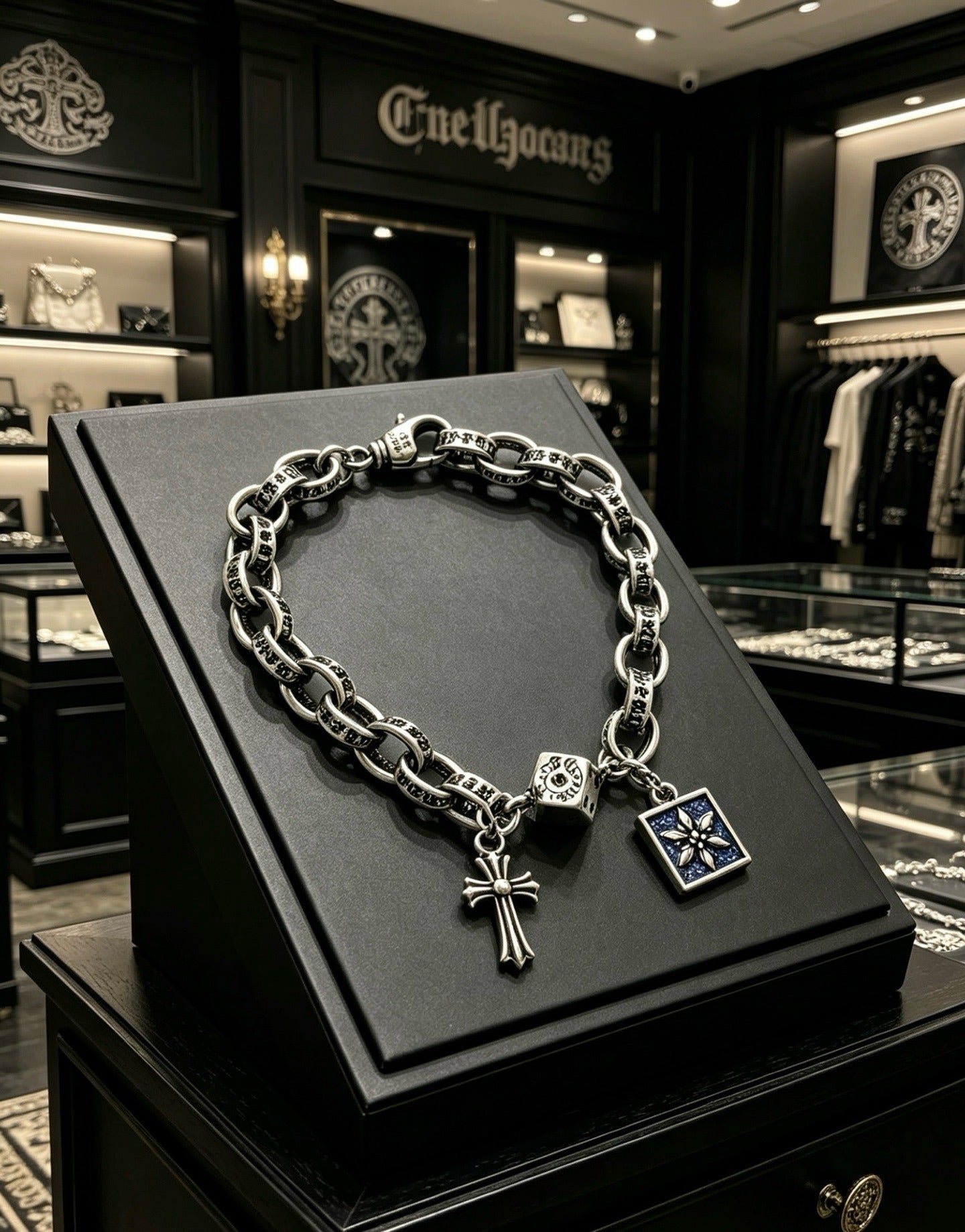 Chrome Hearts Sterling Silver Cross Bracelet