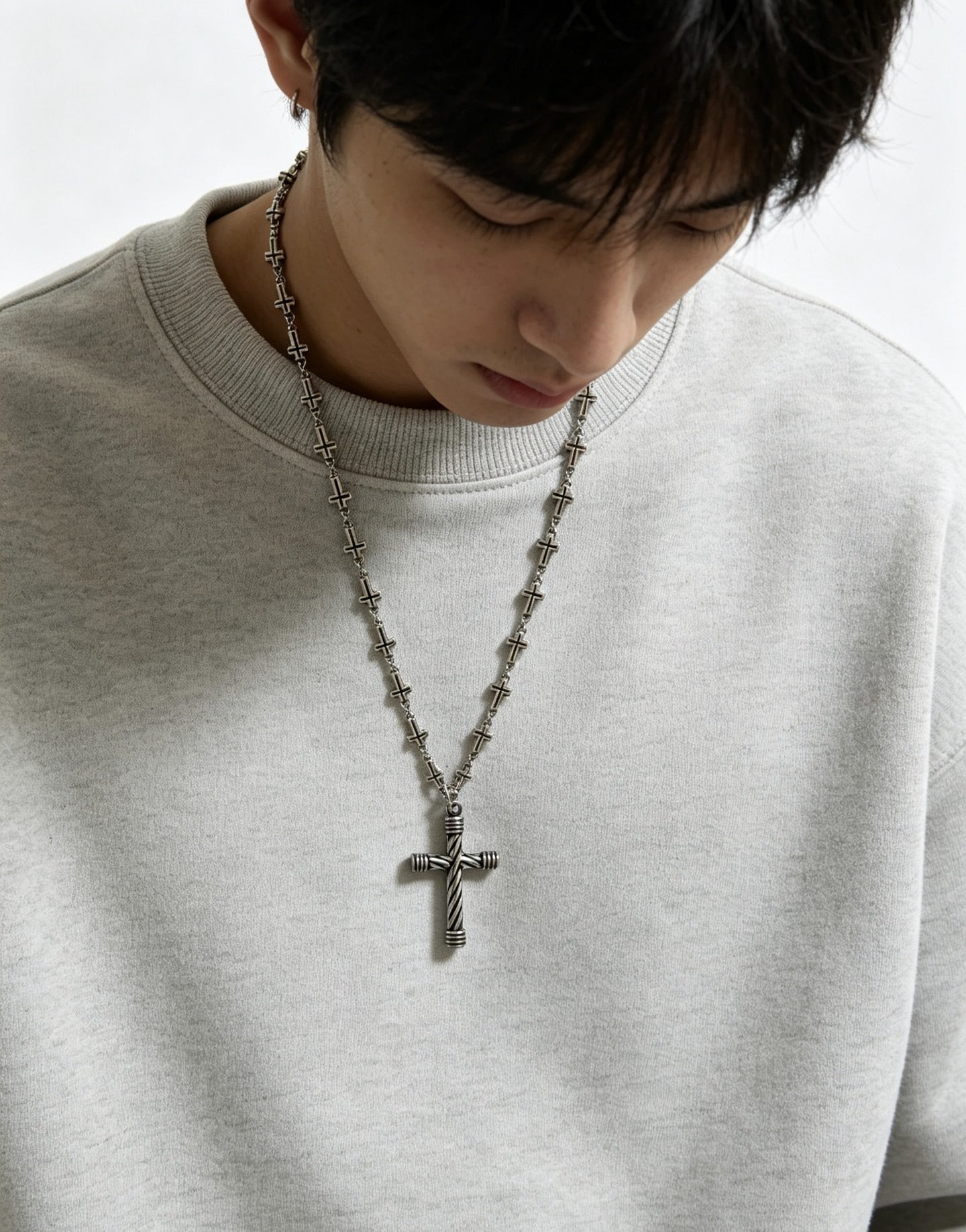 Chrome Hearts Sterling Silver Cross Necklace