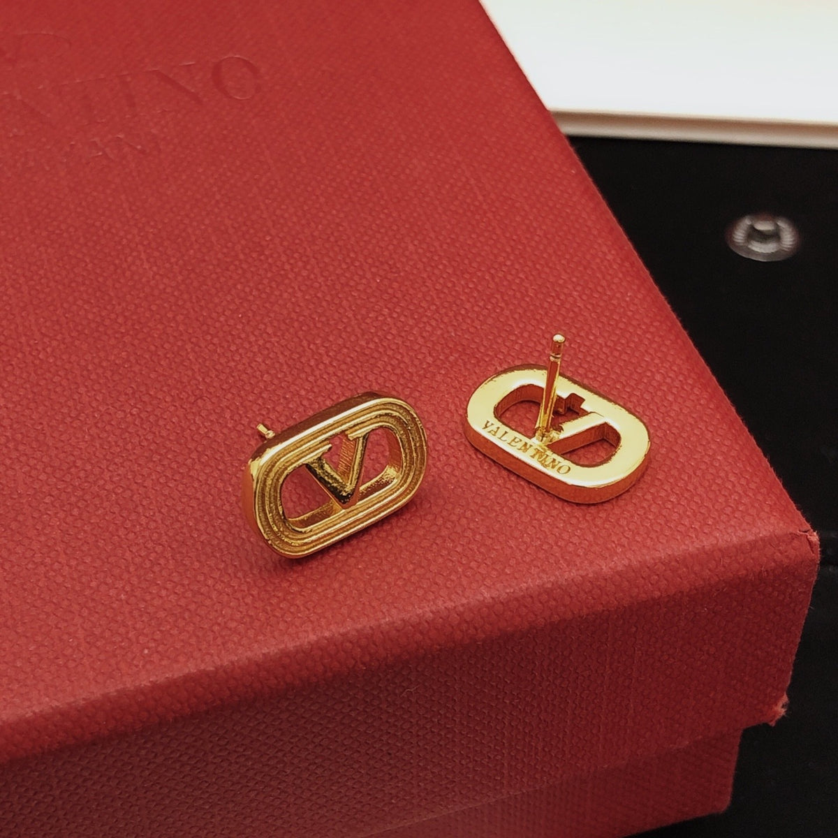 Valentino Brass Openwork Earrings