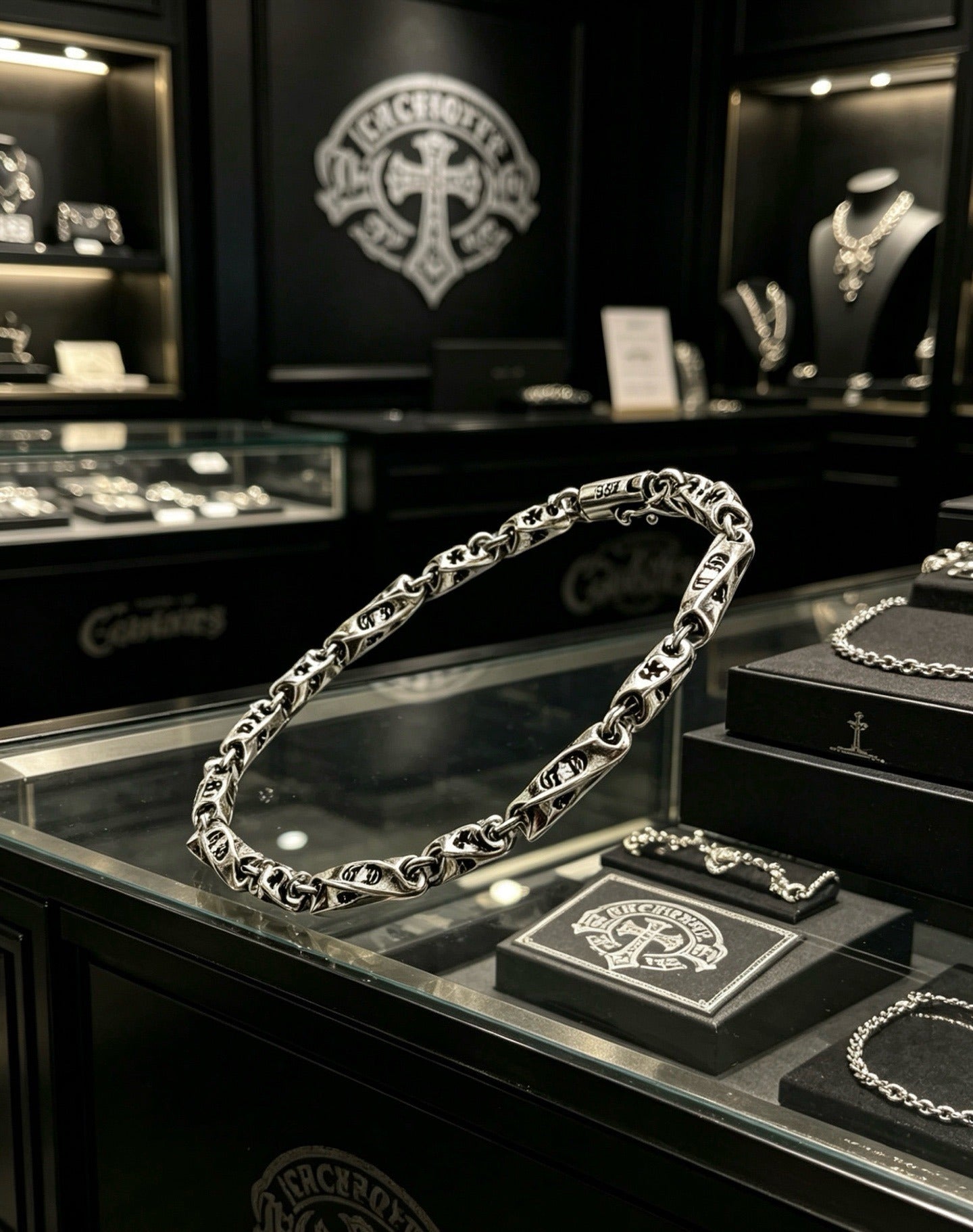 Chrome Hearts Sterling Silver Cross Bracelet