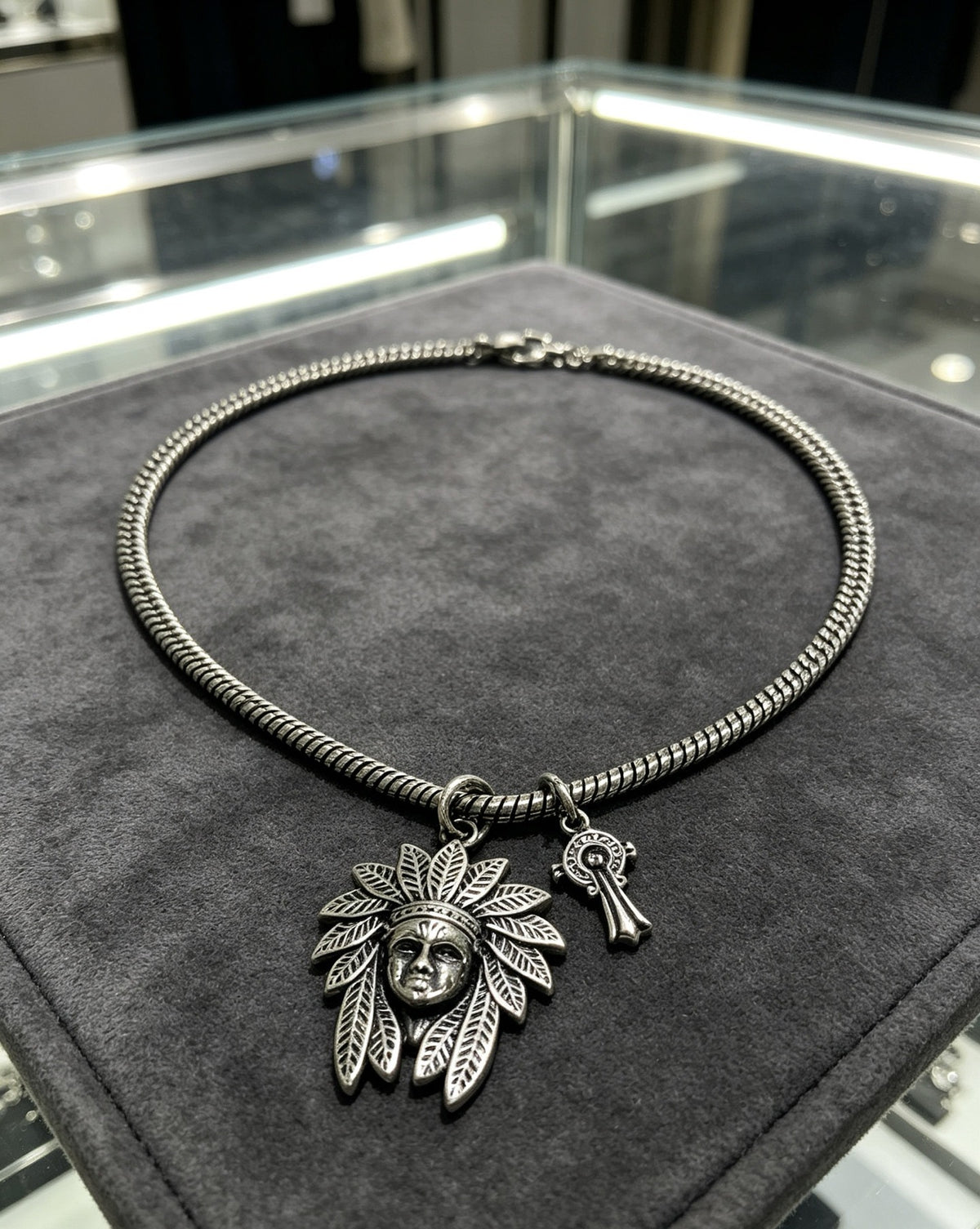 Chrome Hearts Sterling Silver Cross Necklace