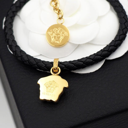 Versace Gold Leather Medusa Bracelet