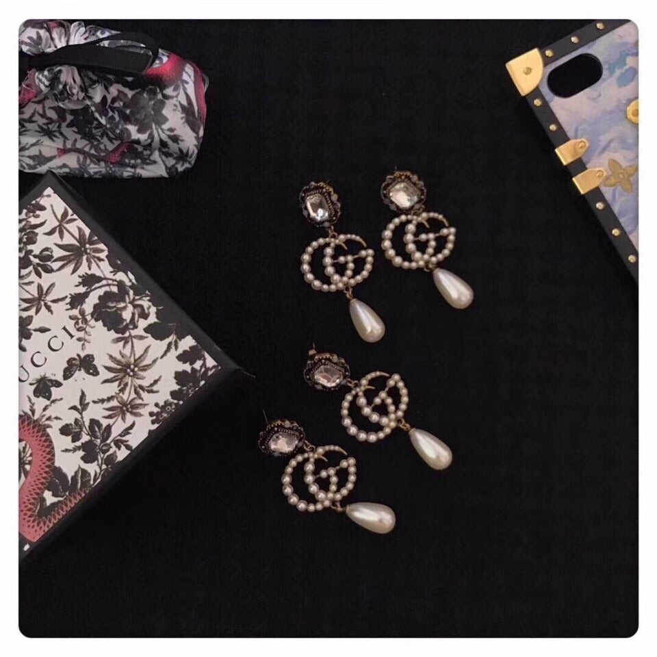 Gucci Sterling Silver Pearl Earrings