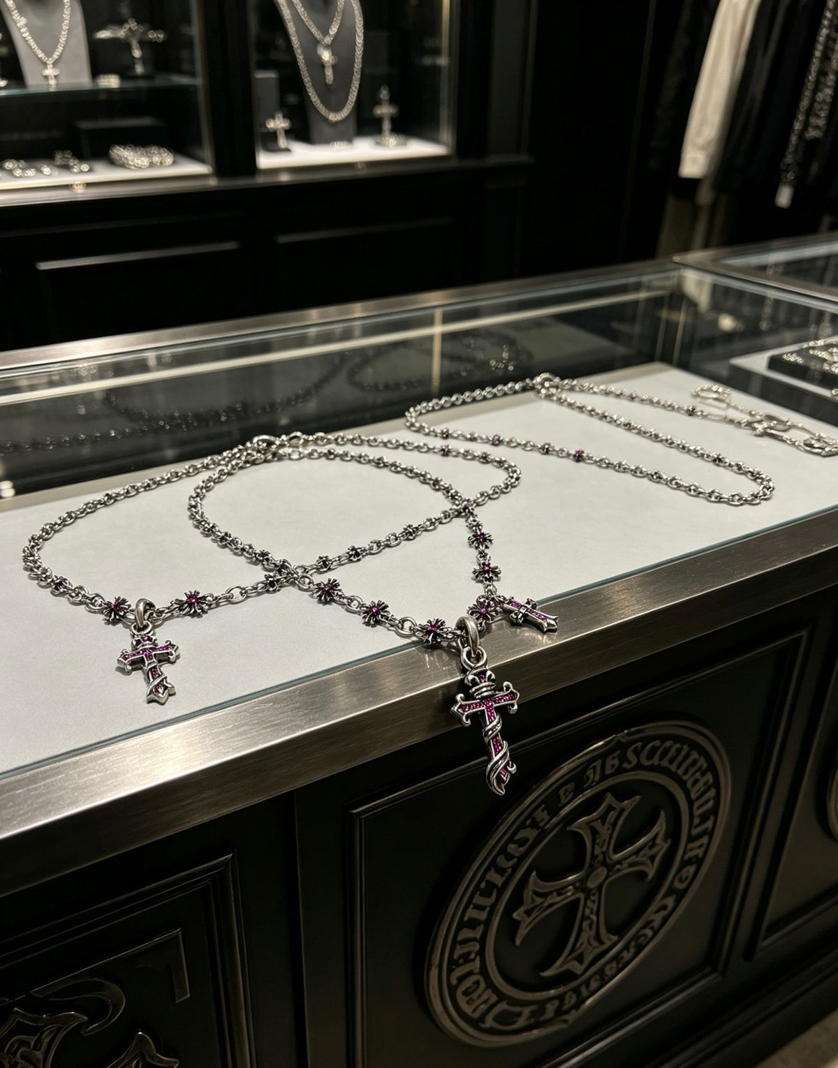 Chrome Hearts Sterling Silver Cross Necklace