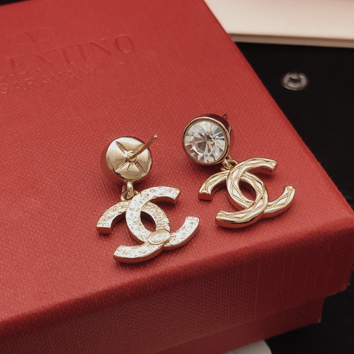 Chanel Brass Solitaire Earrings