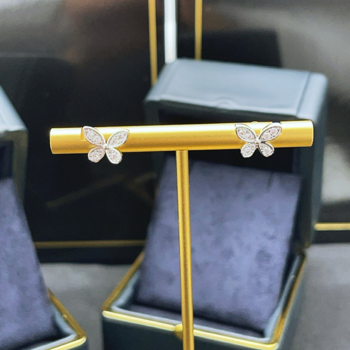 Graff Silver Brass Butterfly Earrings
