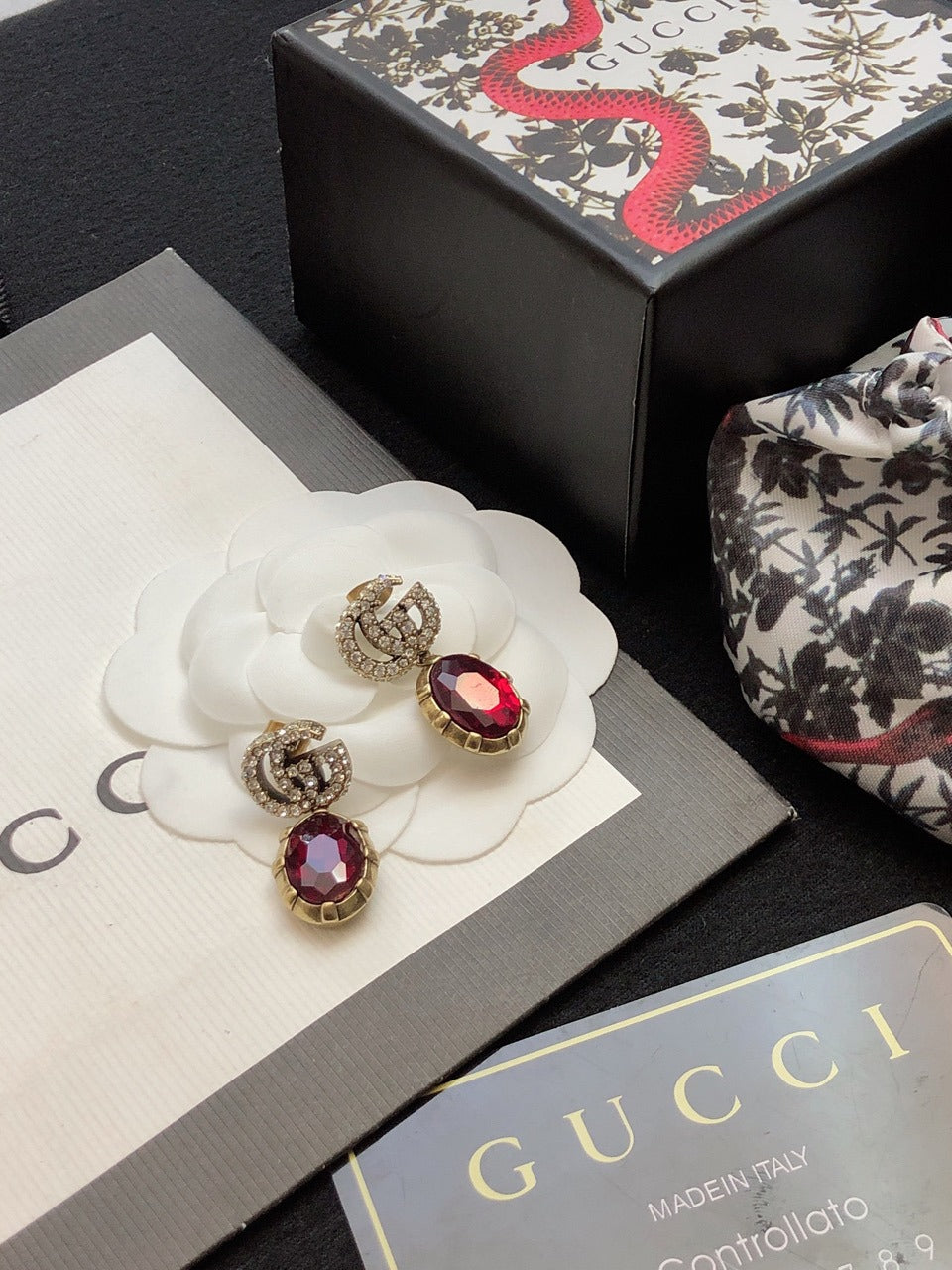 Gucci Brass & Sterling Silver Pearl Earrings