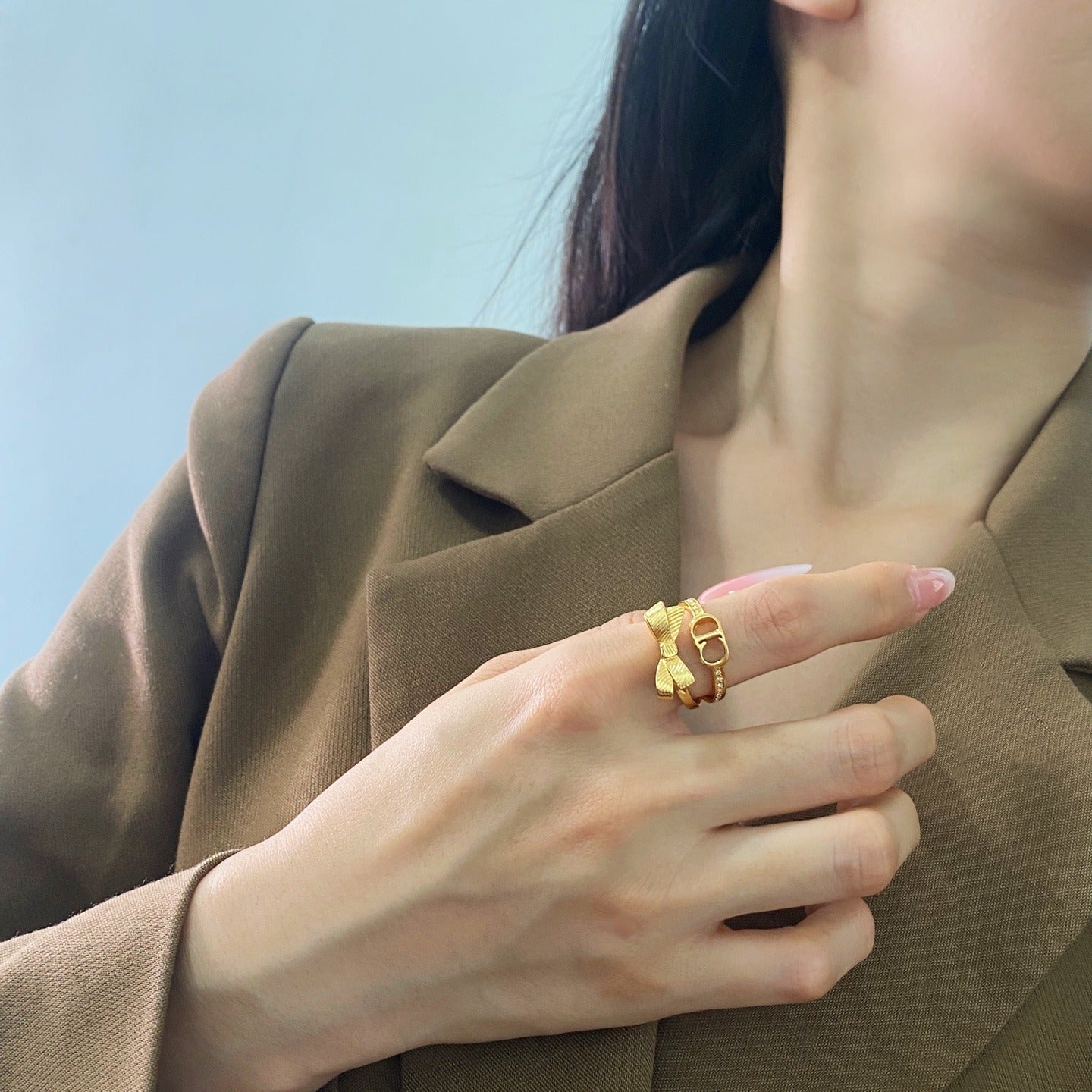 Dior Gold Brass Bow Ring