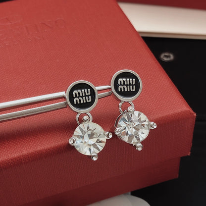 Miu Miu Black Brass Round Earrings