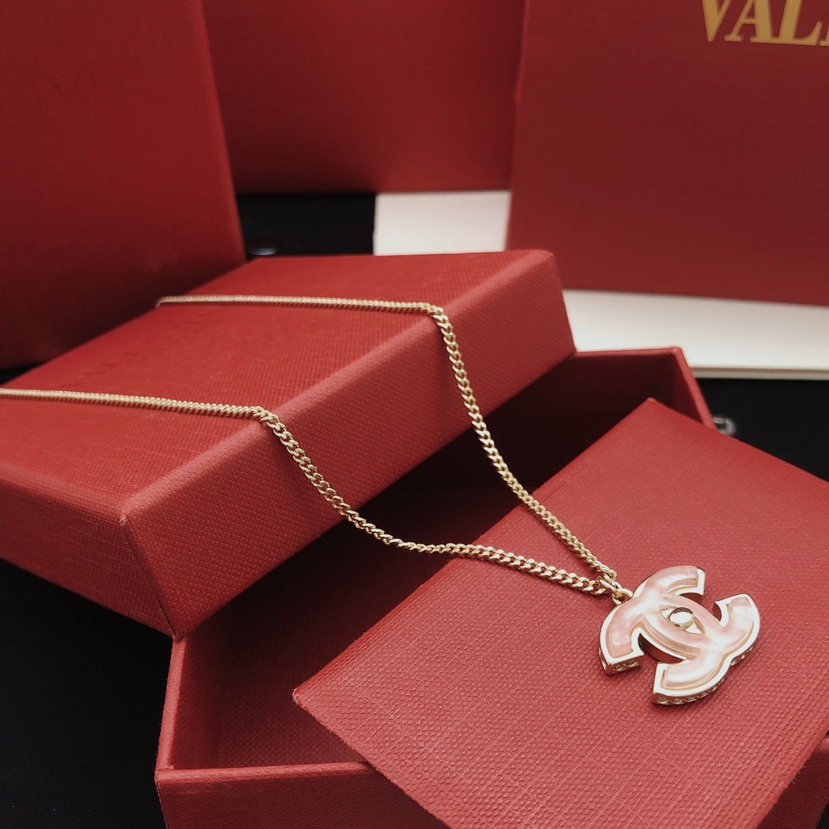 Chanel Pink Brass Necklace