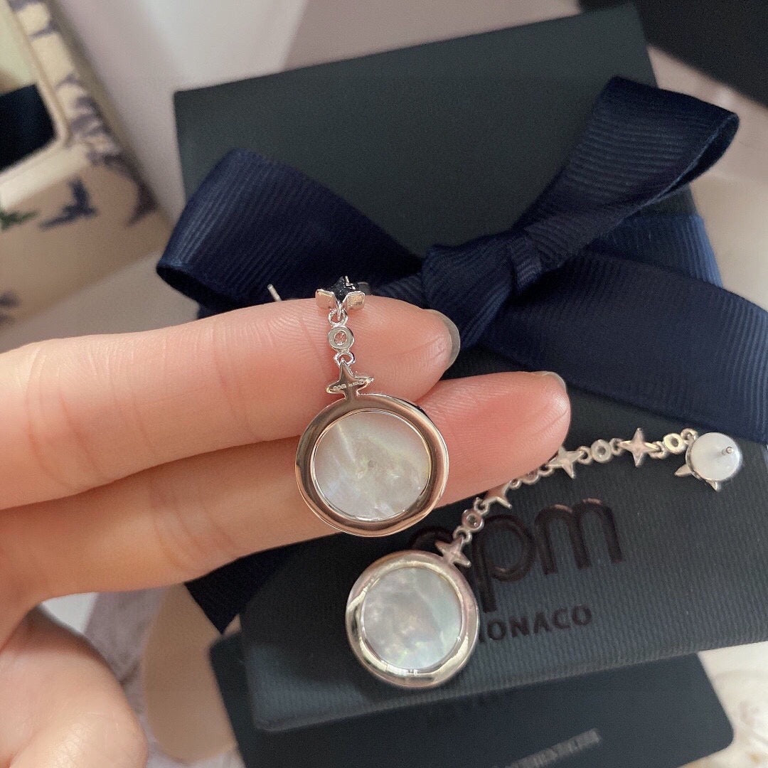 APM Monaco White Pearl Earrings