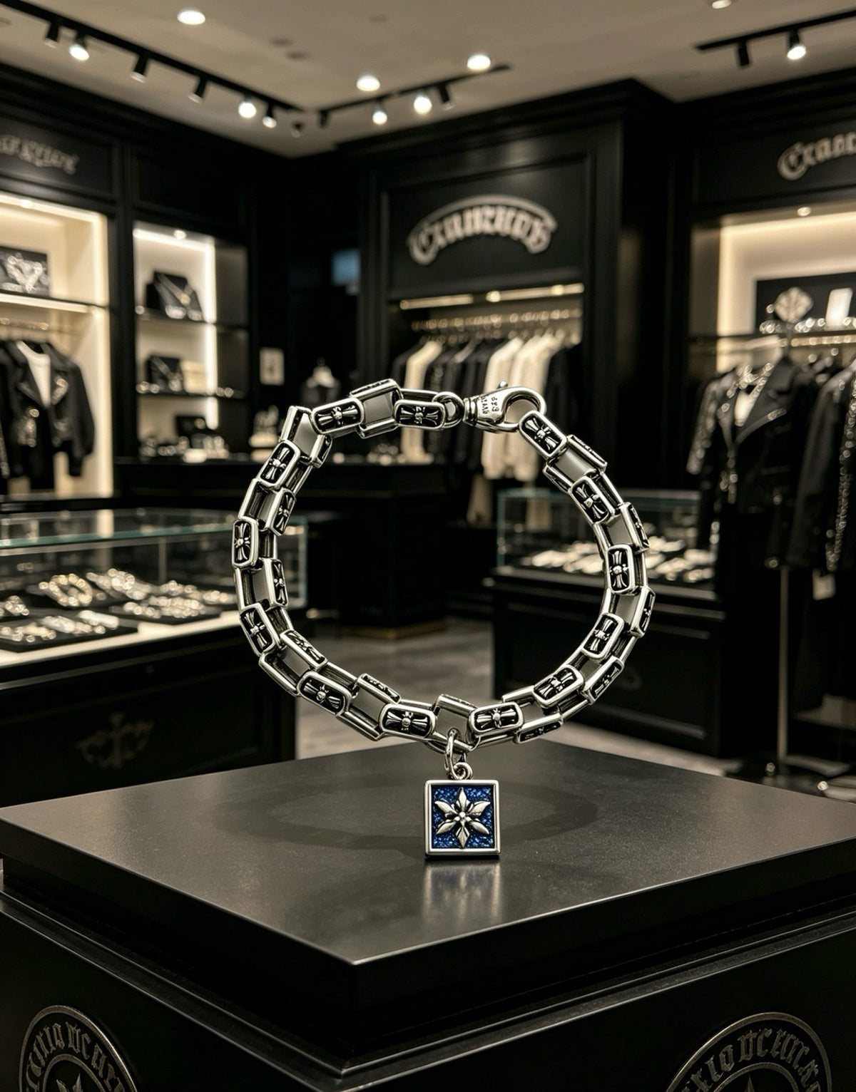 Chrome Hearts Sterling Silver Cross Bracelet