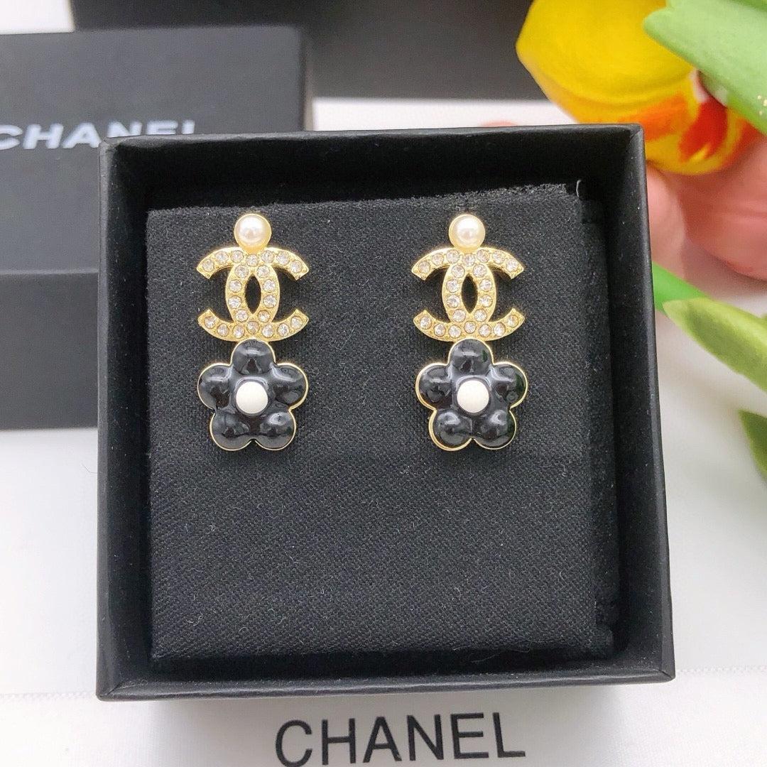 Chanel Brass & Sterling Silver Clover Earrings