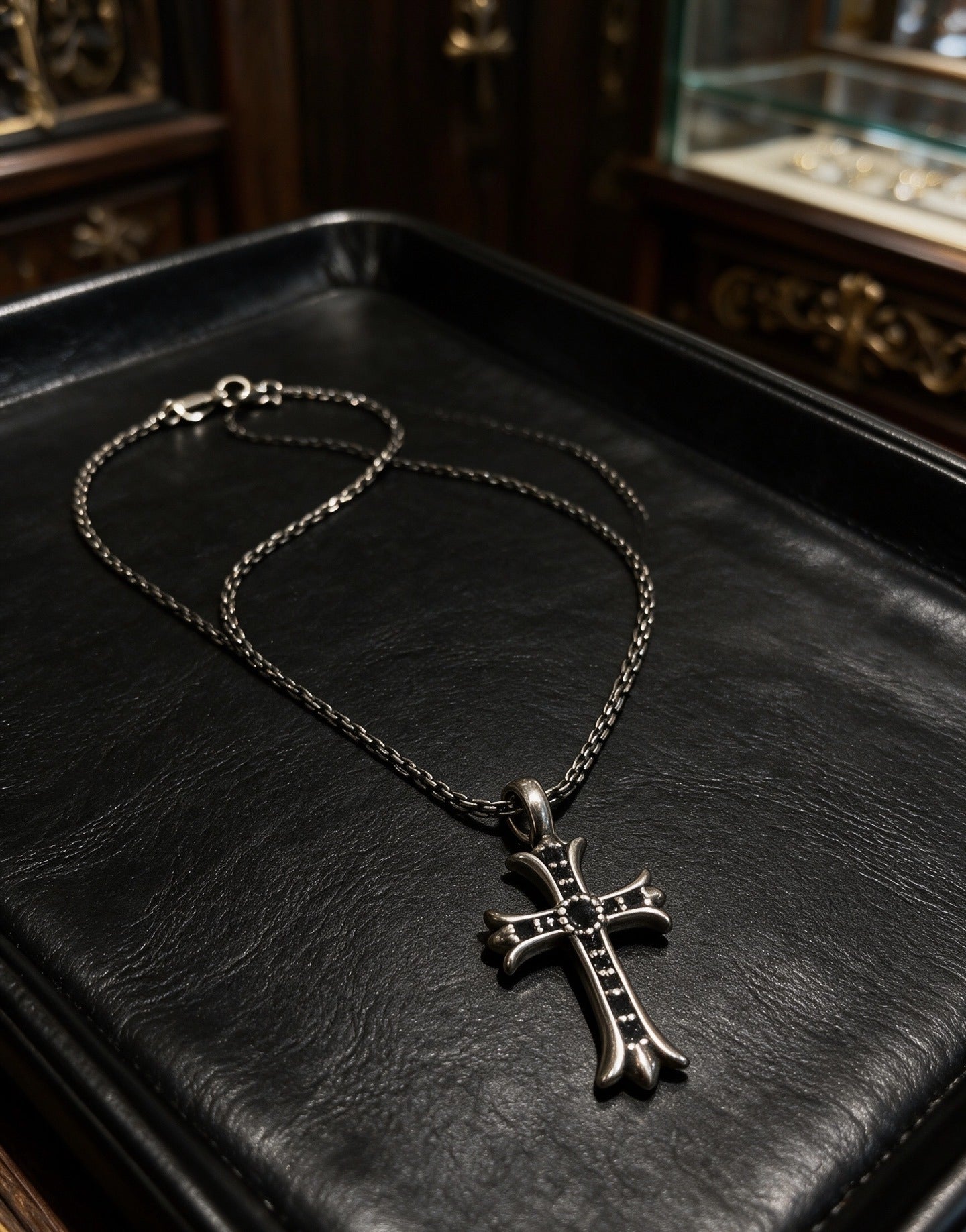 Chrome Hearts Sterling Silver Cross Necklace