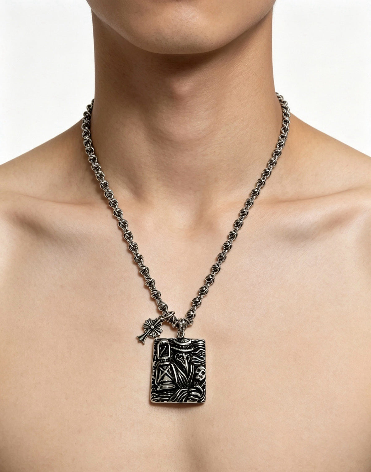 Chrome Hearts Sterling Silver Cross Necklace