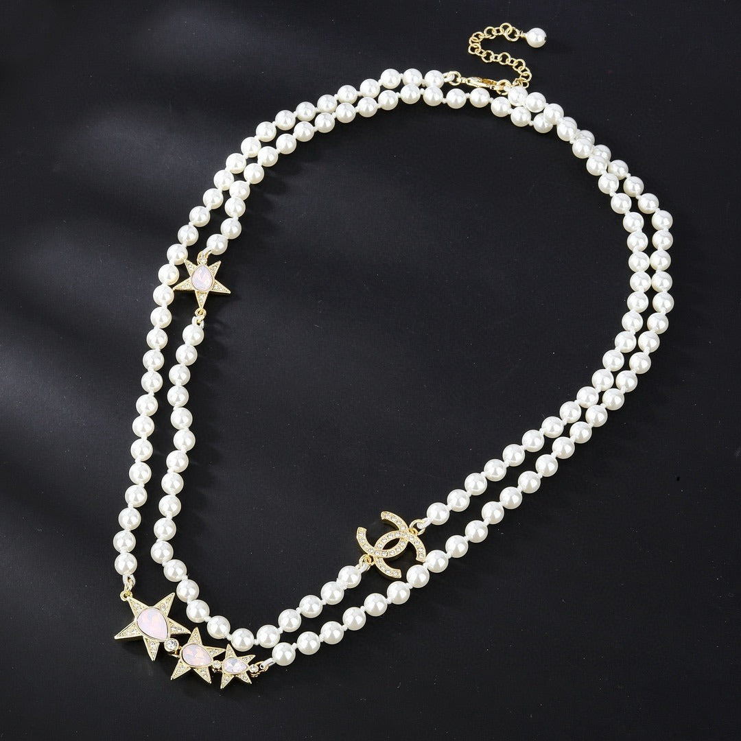 Chanel Brass Pearl Necklace