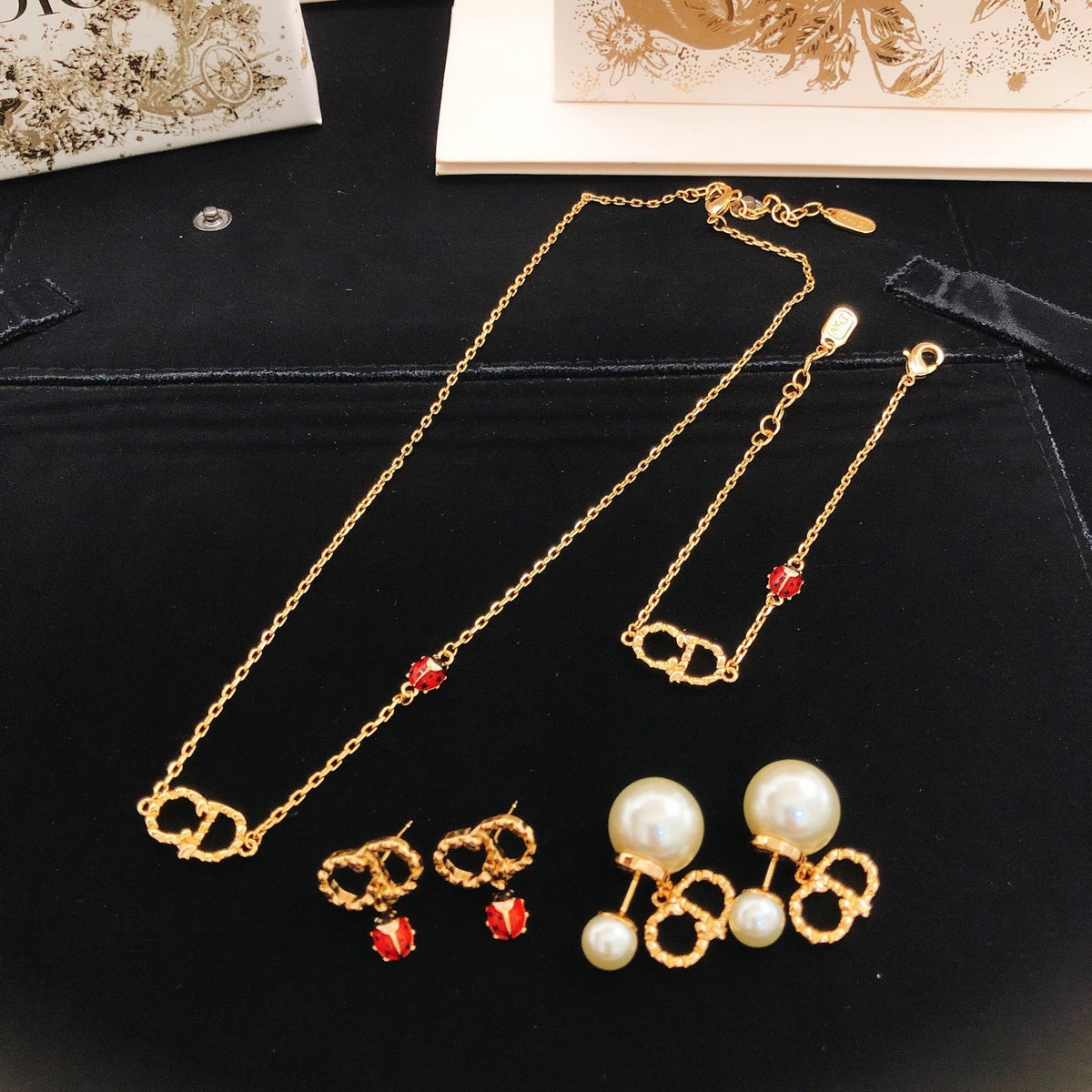 Dior Gold Brass Pearl Earrings