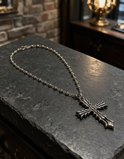 Chrome Hearts Sterling Silver Cross Necklace