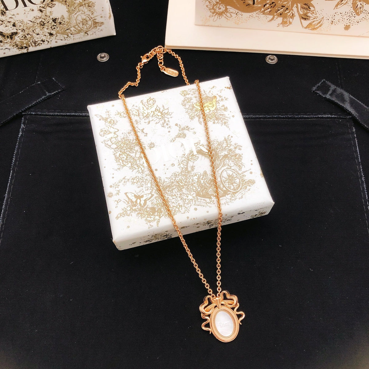 Dior Brass Bow Necklace