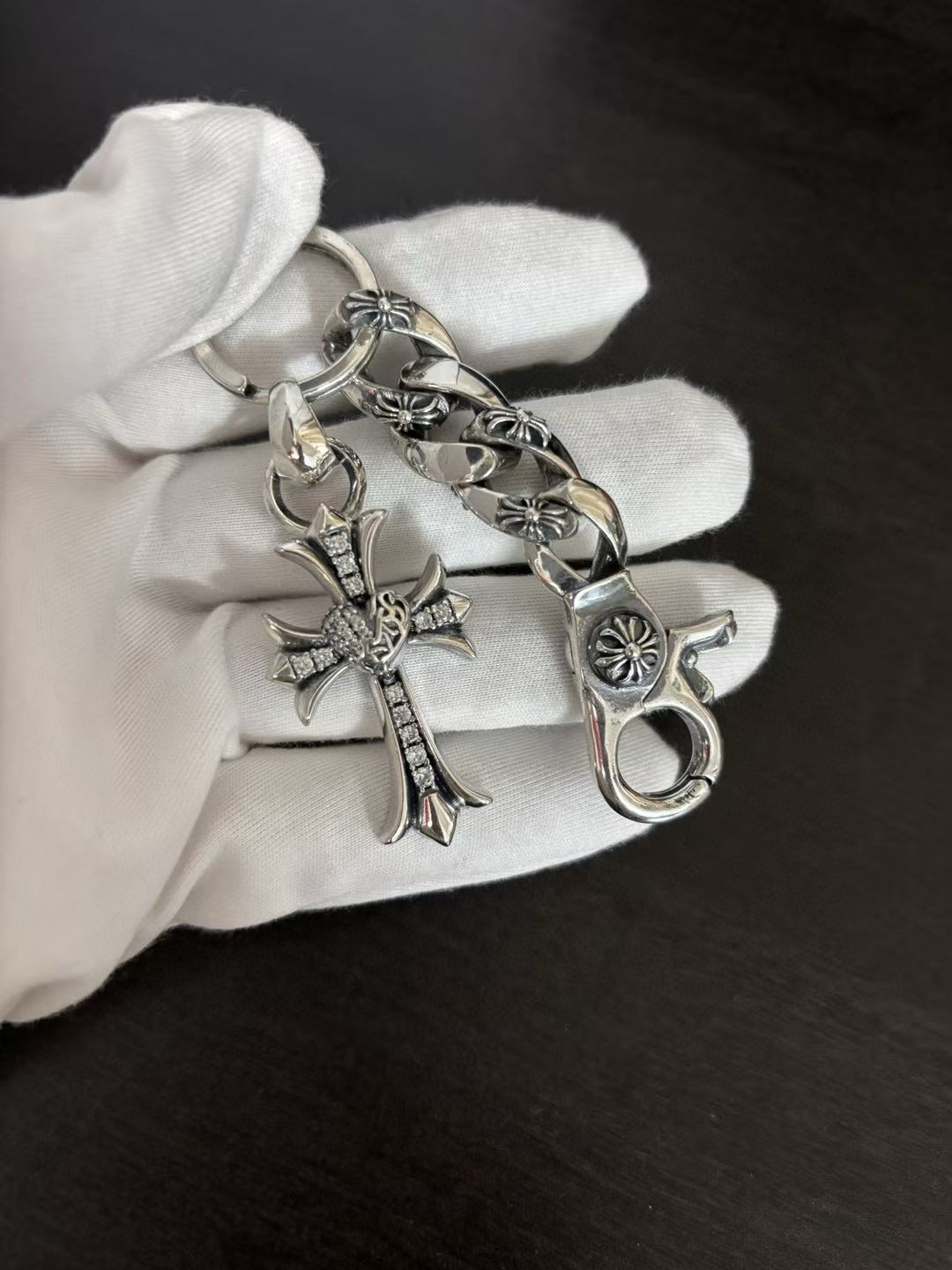 Chrome Hearts Sterling Silver Cross Keychain