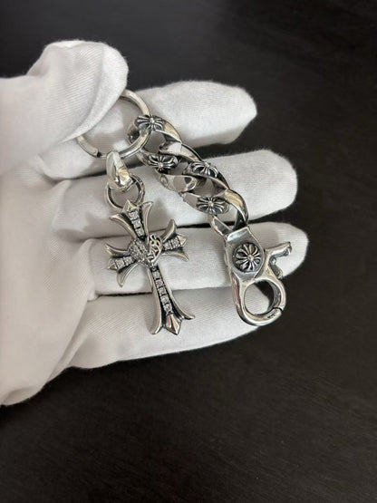Chrome Hearts Sterling Silver Cross Keychain