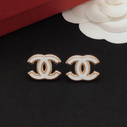 Chanel White Brass Earrings