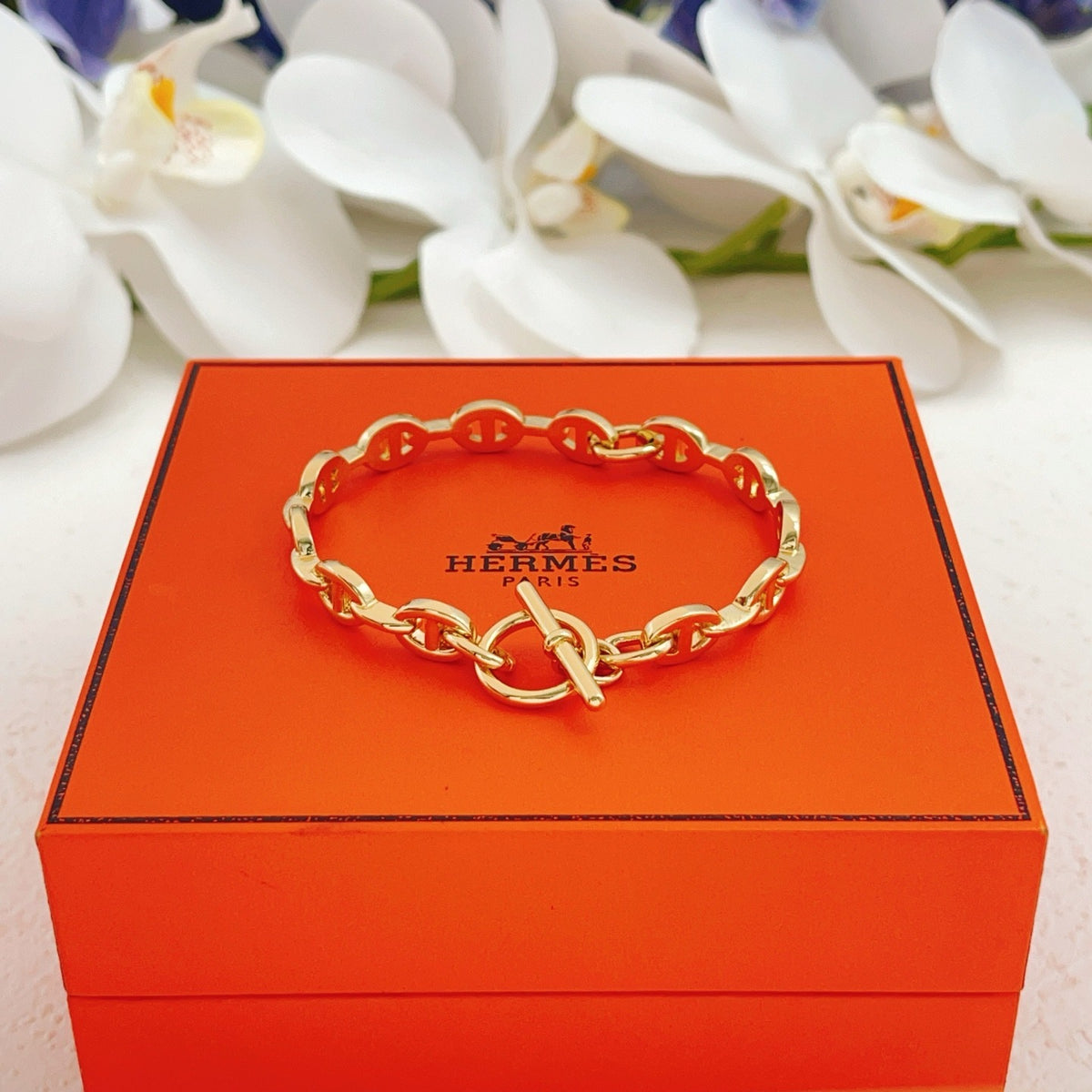 Hermes Gold Brass Bracelet