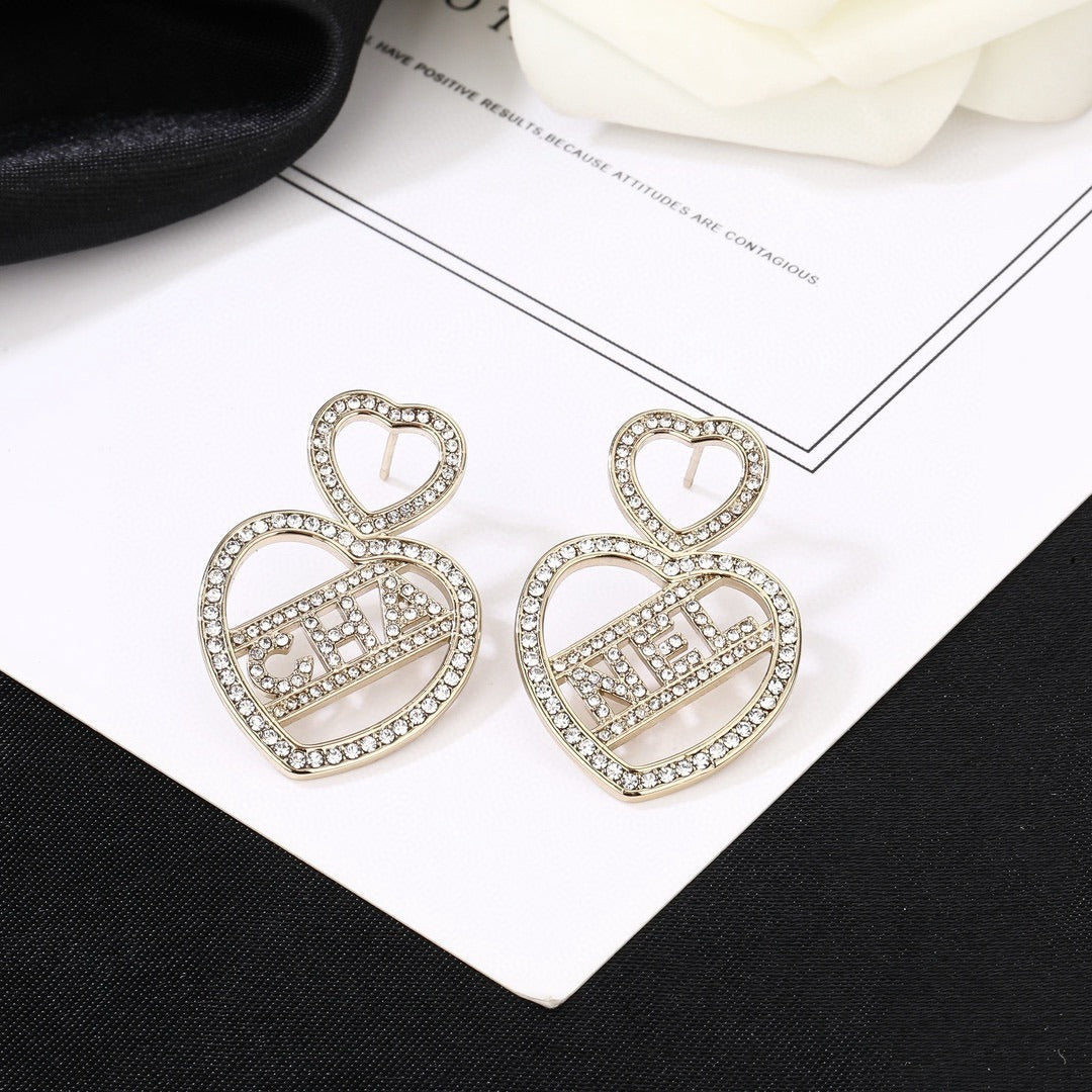 Chanel Brass Heart Earrings